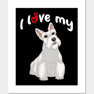 I Love My White Scottish Terrier Dog Posters and Art